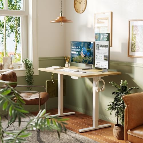 INNOVAR Electric Height Adjustable Standing Desk, 40x24 Inch, Nature
