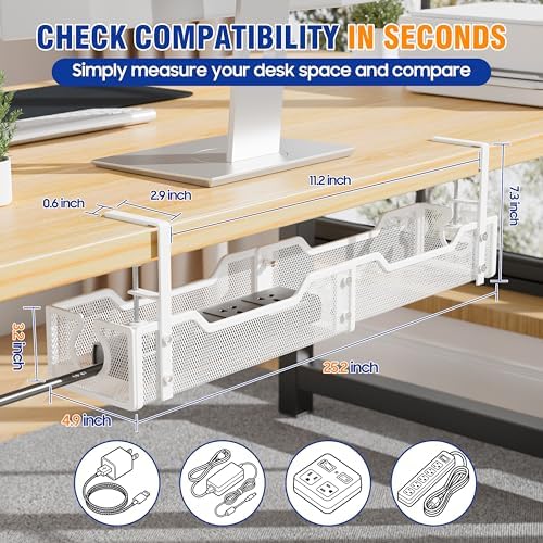 Cable Management Under Desk - 25.2" Open Slots No Dill Cable Tray