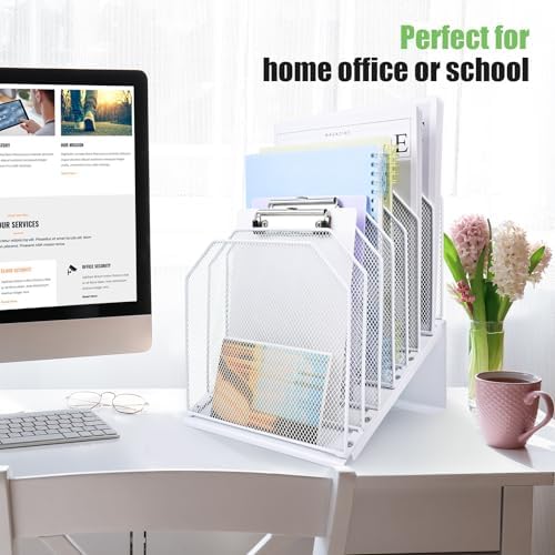 SUMMORO Inclined File Organizer for Desk, 7-Section Vertical File Holder