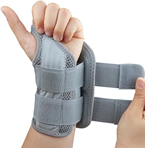 Carpal Tunnel Wrist Brace, Adjustable Wrist Support Brace, Night Wrist Sleep Supports Splints Arm Stabilizer (Left Hand, L/XL, Grey)
