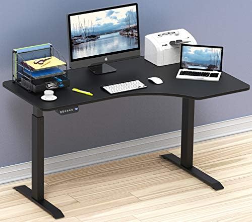 SHW 55-Inch Large Electric Height Adjustable L-Shaped Standing Desk, Black
