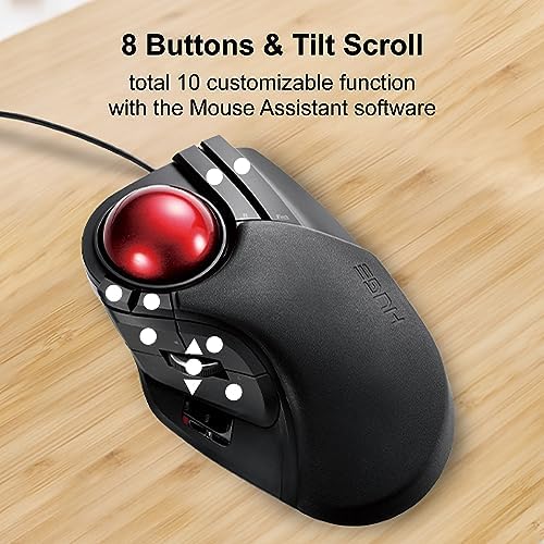 ELECOM Huge Trackball Mouse, Wired, Finger-Operated M-HT1URBK