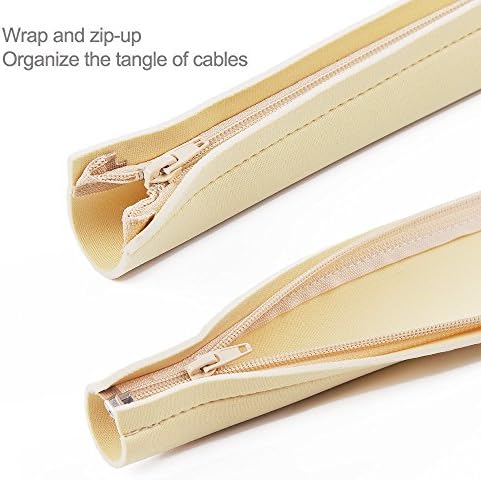 JOTO 4 Pack Cable Management Sleeve, 19-20 Inches Cord Organizer System with Zipper for TV Computer Office Home Entertainment, Flexible Cable Sleeve Wrap Cover Wire Hider System -Beige
