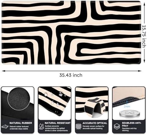 iCasso Gaming Mouse Pad (35.4x15.7 in), Keyboard Mouse Mat for Work, Curve