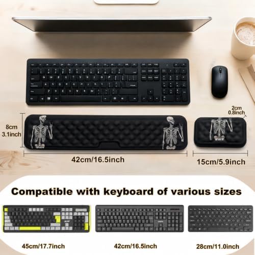 Keyboard Wrist Rest Mouse Wrist Support, Memory Foam Wrist Rest Pad for Computer Laptop, Ergonomic Wrist Cushion Support for Typing Pain Relief, Gaming Home Office, Human Skeleton