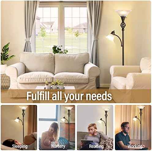GyroVu Torchiere Floor Lamp for Living Room, LED Standing Reading Light