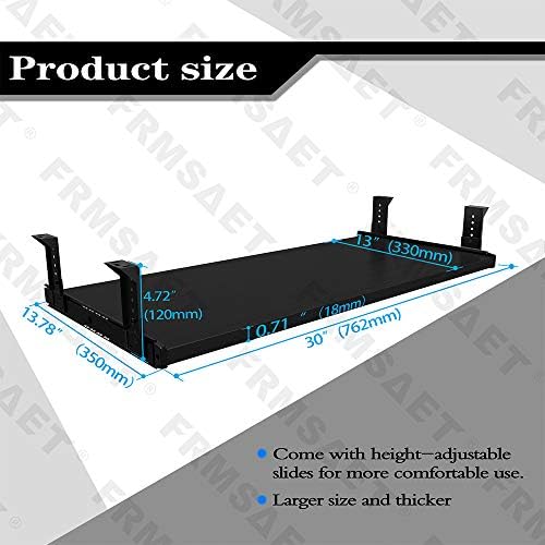 FRMSAET Office Product 20/24/30 inch Keyboard Drawer Tray (30 inch, Black)