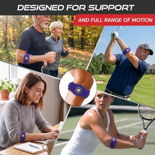 Sleeve Stars Tennis Elbow Brace Men & Women, Fits 9"-23" (Pair/Dark Purple)