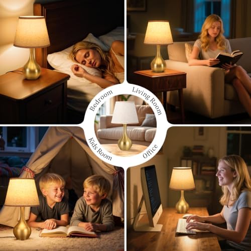 16.1" Touch Table Lamp for Nightstand, 3 Way Dimmable Small Bedroom Lamp