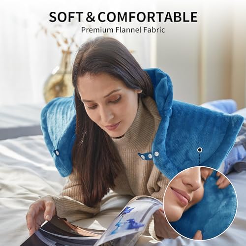 WUGE Comfort Gifts for Women Men, Heating Pad for Neck Shoulder and Back, Birthday Gift for Women Men, Large Weighted Heat Pad, ETL Certified, Blue