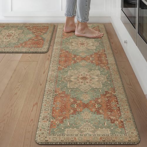 GENIMO Anti Fatigue Kitchen Mats for Floor 2PCS, Standing Rugs,Multi