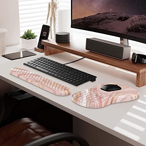 HAOCOO Ergonomic Keyboard Wrist Rest & Mouse Pad Set, Rose Gold Pink