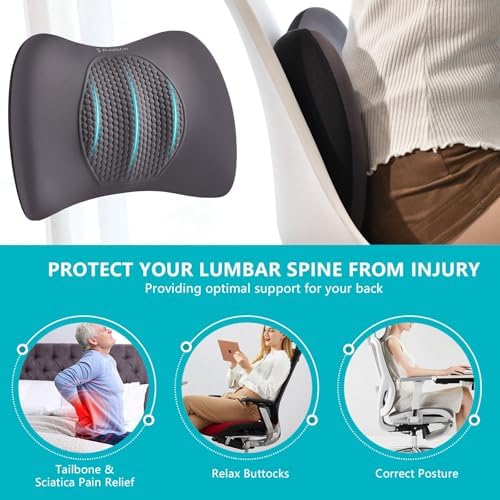 FLORICH Car Seat Cushion and Back Support for Office Chair Memory Foam Chair Cushions Pressure Relief Seat Pads with Gel Massage Point Lumbar Support Relief Sciatica & Tailbone (Light Grey)