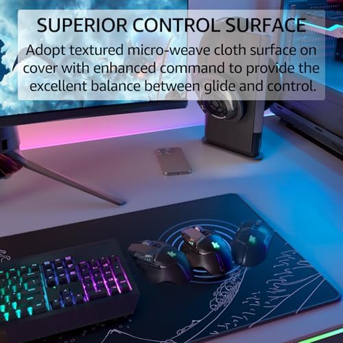 KTRIO Large Gaming Mouse Pad, Desk Mat, 31.5 x 11.8 in, Kanagawa Wave, XL
