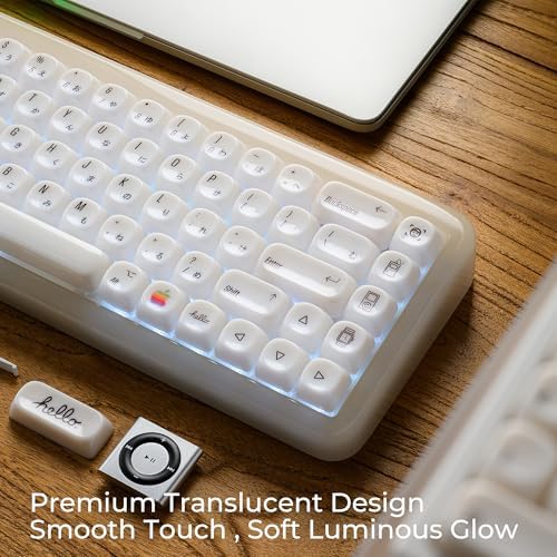 OHY Japanese Keycaps,XVX MOA Profile Minimalist Mac Style Keycap Set, Custom Cute Ceramic-Textured Keycaps for MX Switches Mechanical Keyboard-White Chocolate （Only Keycaps）