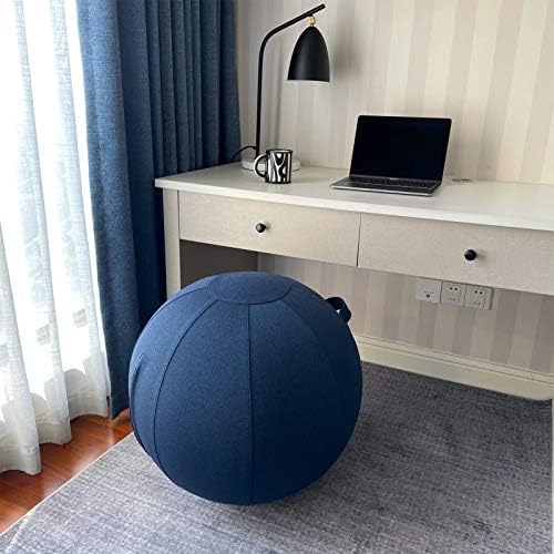 Sitting Ball Chair for Office and Home, Pilates Exercise Yoga Ball with Cover for Balance, Stability and Fitness, Ergonomic Posture Exercise Ball Seat with Handle and Pump