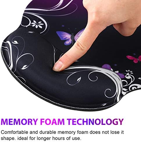 ToLuLu Mouse Pad Wrist Rest Support, Gel Ergonomic Mouse Pads with Non Slip Rubber Base Memory Foam Support, Mouse Wrist Rest Pad for Laptop Computer Home Office Working Pain Relief, Purple Butterfly