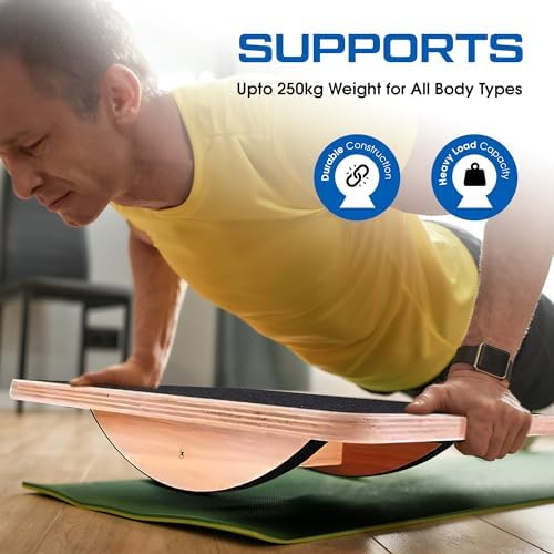 Wooden Balance Board for Adults and kids, Wobble Board for Core Strength & Stability Training, Non Slip Surface, 550lb Capacity, Home & Office Exercise Use