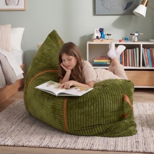 Big Joe Turnabout 3-in-1 Convertible Kids Bean Bag Chair, Moss Green
