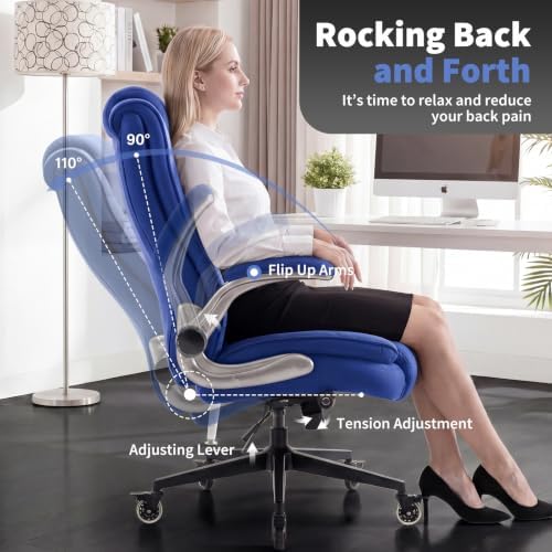 Fabric High Back Office Chair, Thick Padded Ergonomic Computer Desk Chair