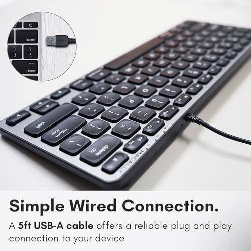 Macally Backlit Wired Keyboard for Mac | Compatible Apple Keyboard (Small and Compact) Comfortable All Day Typing USB Keyboard for MacBook Pro/Air, iMac, Mac mini/Pro (Space Grey)