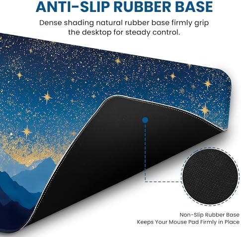 Aesthetic Desk Mat, Cute Starlit Peaks Desk Pad Protector for Work & Decor, 31.5" x 11.8", Pretty Non-Slip Extended Mouse Pad for Office or Home