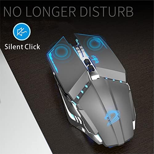 TENMOS T12 Wireless Gaming Mouse, Silent Rechargeable Computer Mice-Grey