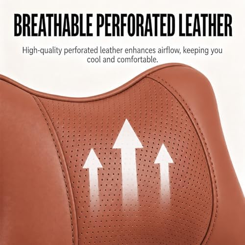 Car Pillow for Driving Seat Soft Leather Headrest Neck Support 2PCS