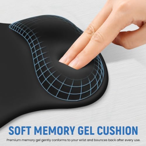 Ergonomic Mouse Pad with Wrist Rest, Gel Wrist Support, Black