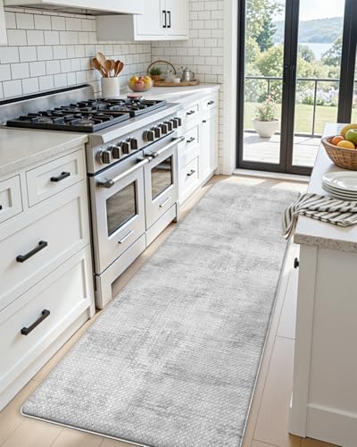 DEXI Kitchen Floor Mats Cushioned Anti Fatigue Runner, 23x59 Light Grey
