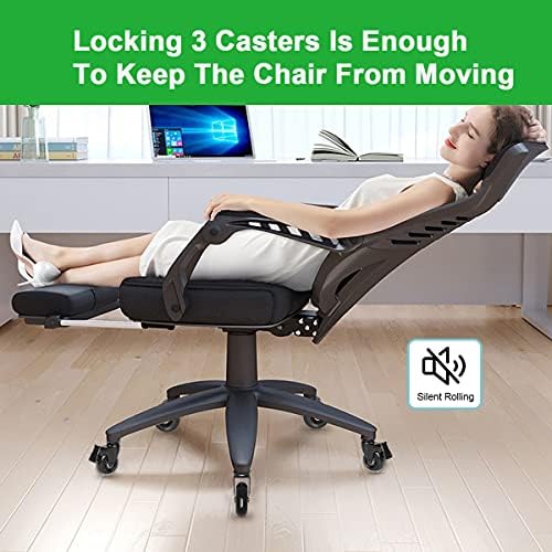 3" Caster Wheels set of 5(3 with Safety Dual Brake,2 without),Heavy Duty Swivel Castors w 3/8"-16UNC Threaded Stem, No Noise Rubber wheels,Safe for HardWwood,Carpet,Fit Chair,Workench,Shelf