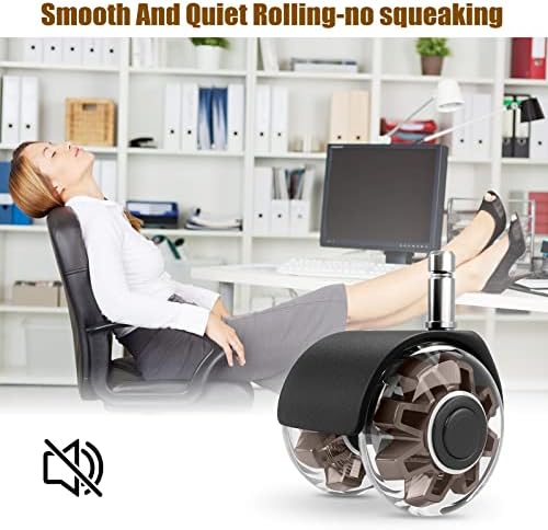 Omyoffice 2" Office Chair Wheels Set of 5, Brown Heavy Duty Chair Caster