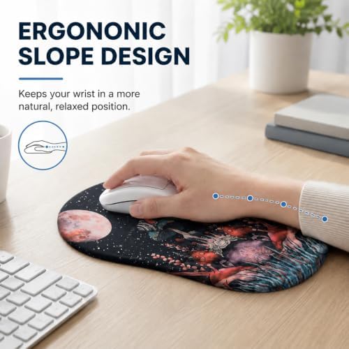 Ergonomic Mouse Pad with Wrist Rest, Mouse Pad with Memory Foam Massage Support, Non-Slip PU Base, Comfortable Typing Cushion for Home Office Computer Laptop, Snail