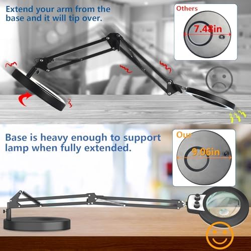 HITTI 12X & 30X Magnifying Glass with Light,Upgrade Infinite Color