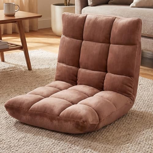 GIANTEX Floor Chair with 14-Position Adjustable, Couch Recliner (Beige)
