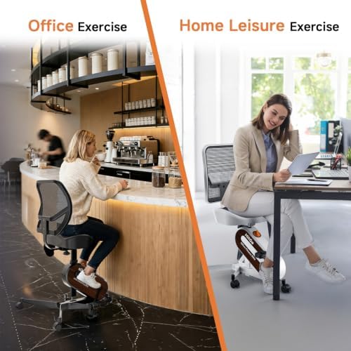 HitGo Ergonomic Office Chair with Exercise Bike, 330LBS Under-Desk Bike with 9-Level Height-Adjustable Seat, 8-Level Resistance, Rolling Wheels, Quiet Fitness for Home Office