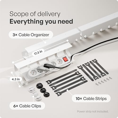 PAMO Cable Management Under Desk, Set of 3 - White