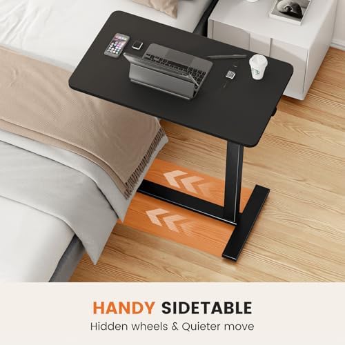 Sweetcrispy Overbed Table, Adjustable Rolling Desk, Mobile Standing Desk