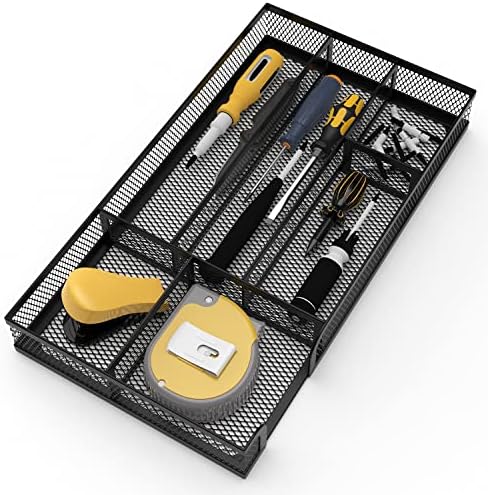 Desk Drawer Organizer, Metal Mesh Dividers Organizer (Blak-2P, Small)