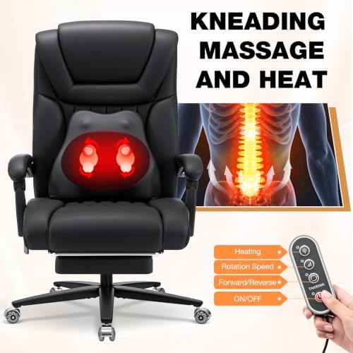 HOFFREE 500lbs Kneading Massage Office Chair with Heat for Heavy People