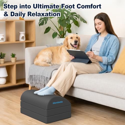 Foot Rest Under Desk, 3 Adjustable Heights Foot Stool, Gray
