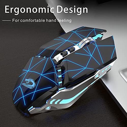 TENMOS T12 Wireless Gaming Mouse, Rechargeable Computer Mice-Starry Black