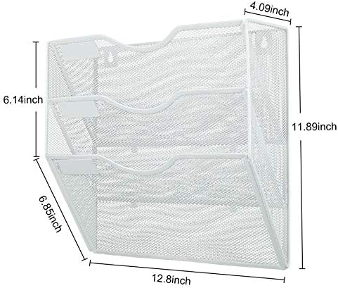 PAG-Mass Hanging Wall File Holder Mail Organizer Wall Mount Document Letter Rack, 3-Tier, White