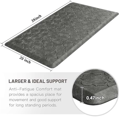 WISELIFE Kitchen Mat Cushioned Anti Fatigue Floor Mat, 20"x39", Grey