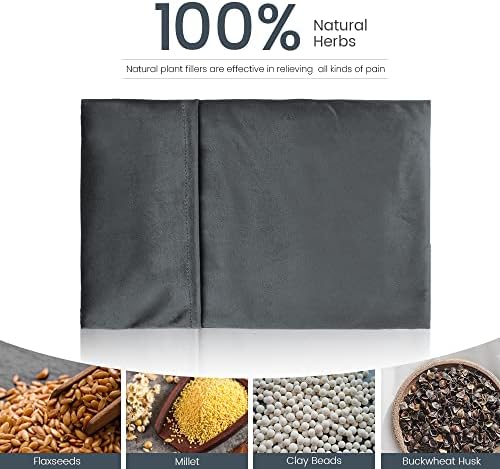 Microwave Heating Pad 8 * 12" Microwave Bean Bag Heating Pad for Neck and Shoulders, Moist Heat Pack Pillow Warm Compress for Knee, Muscles, Joints, Abdomen - Dark Gray