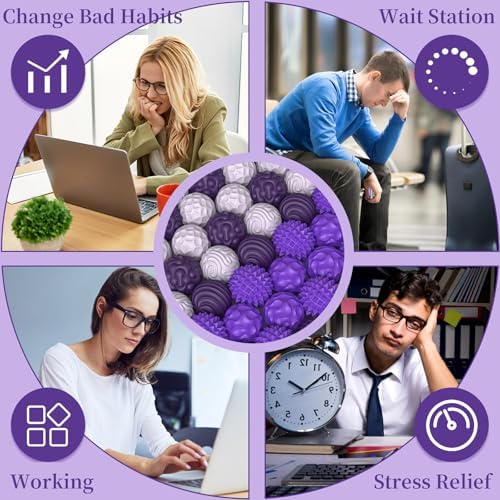 Silicone Magnetic Balls, Fidget Toys for Adults & Teens, 6PCS Stress Balls Sensory Toy, Quiet Magnet Desk Fidgets with Textured, ADHD Anxiety Relief Items, Fun Stocking Suffers Gifts (Purple)