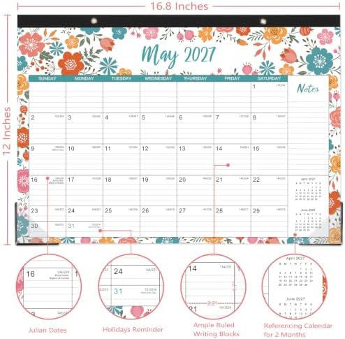 Desk Calendar 2026-2027 - Jul 2026 - Dec 2027, Large Monthly Desk Calendar 18 Months, 17" x 12", Desk Pad, Large Ruled Blocks, To-do List & Notes, Best Desk/Wall Calendar for Planning or Organizing
