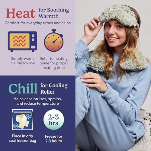 warmies Microwavable Neck & Shoulder Wrap - Heating & Cooling Plush Pad for Calming Relaxation - Weighted & Heated Neck Warmer with Scented Lavender - Microwave Heat Pad for Aches & Pain - Curly Sage