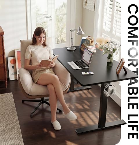 CubiCubi Electric Height Adjustable Standing Desk 55x24 Inch, Black