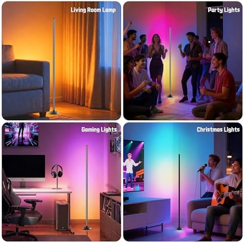 NBBUFF IC+RGBW Led Corner Floor Lamp USB Powered App & Remote Control,1Pack